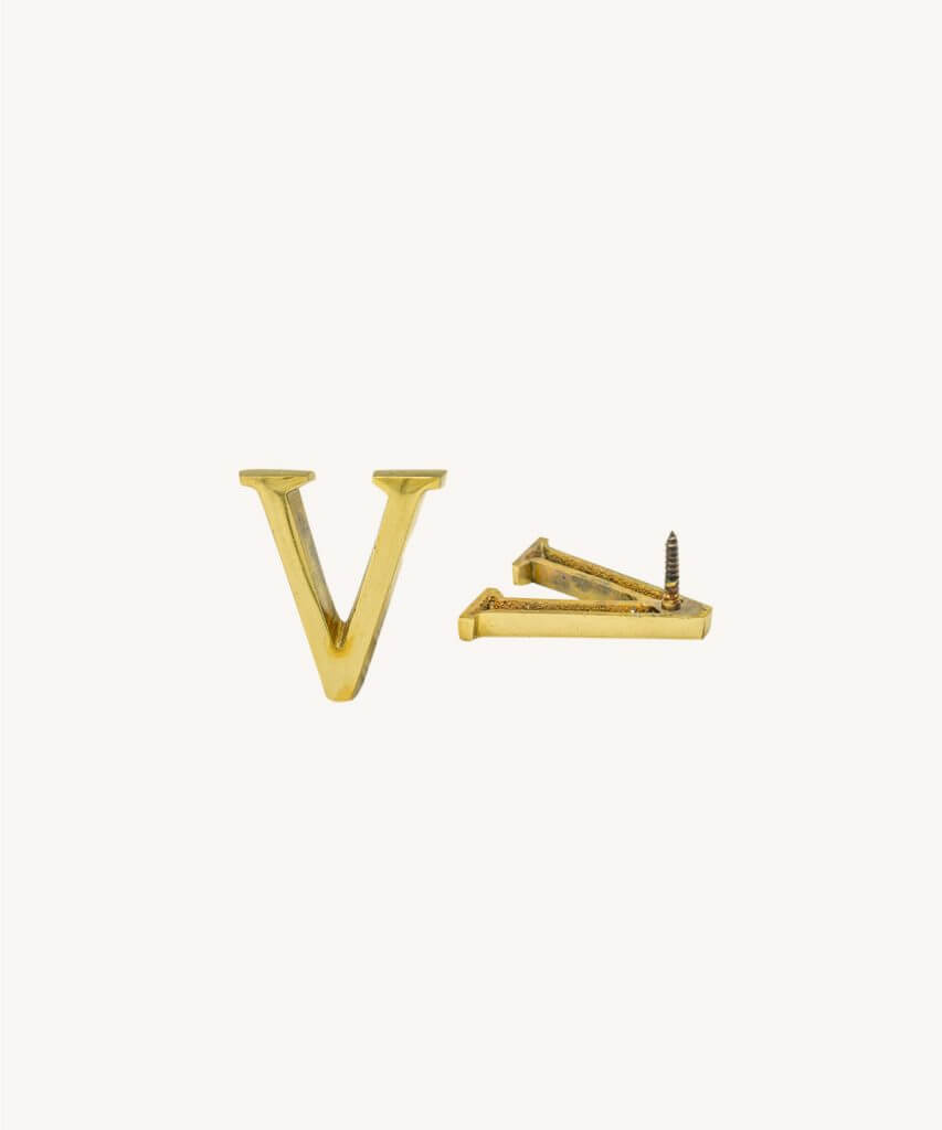Gold Shiny Brass Letter V - Doing Goods
