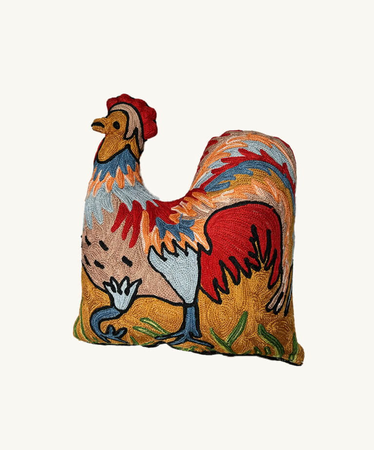 Embroidered Rooster Pillow 4